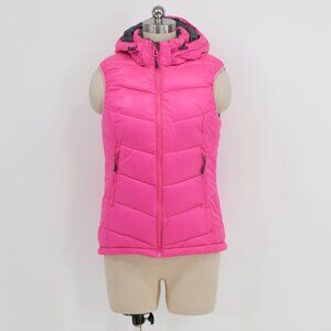 H&M Sport Pink Puffer Vest Removable Hood Size US 4 Small